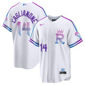 Kansas City Royals 14 Jac Caglianone White 2026 City Connect Cool Base Men Jersey