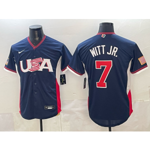 Kansas City Royals 7 Bobby Witt Jr. Blue World Cup Cool Base Men Jersey