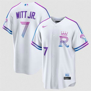 Kansas City Royals 7 Bobby Witt Jr. White 2026 City Connect Cool Base Men Jersey