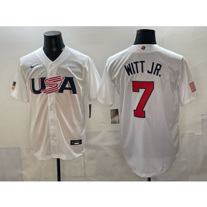 Kansas City Royals 7 Bobby Witt Jr. World Cup White Cool Base Men Jersey