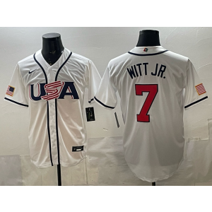 Kansas City Royals 7 Bobby Witt Jr White World Cup Cool Base Men Jersey