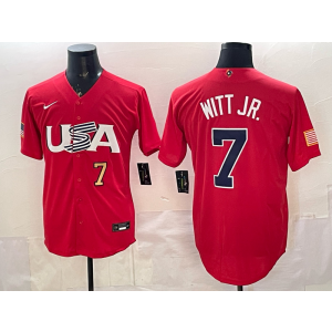 Kansas City Royals 7 Witt Jr Red World Cup Cool Base Men Jersey
