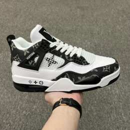 L V x Nike Air Jordan 4 Retro Black Shoes 1