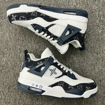 L V x Nike Air Jordan 4 Retro Black White Shoes