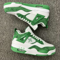L V x Nike Air Jordan 4 Retro Green Shoes