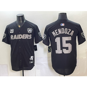 Las Vegas Raiders 15 MENDOZA Black Baseball Vapor Limited Men Jersey with Patch