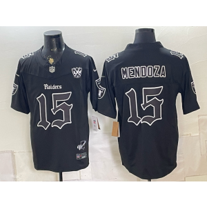 Las Vegas Raiders 15 Mendoza Black Out F.U.S.E. Vapor Limited Men Jersey with 65th Patch