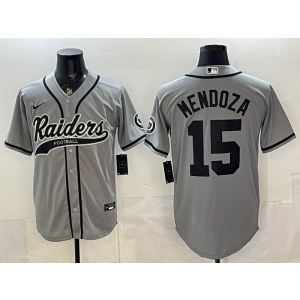 Las Vegas Raiders 15 Mendoza Grey Baseball Vapor Limited Men Jersey Las Vegas Raiders 15 Mendoza Grey Baseball Vapor Limited Men Jersey