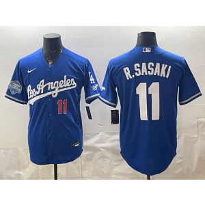Los Angeles Dodgers 11 R.Sasaki Blue Champion Alternate Stadium Cool Base Men Jersey Los Angeles Dodgers 11 R.Sasaki Blue Champion Alternate Stadium Cool Base Men Jersey