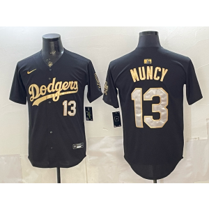 Los Angeles Dodgers 13 Muncy Black Gold Cool Base Men Jersey Los Angeles Dodgers 13 Muncy Black Gold Cool Base Men Jersey