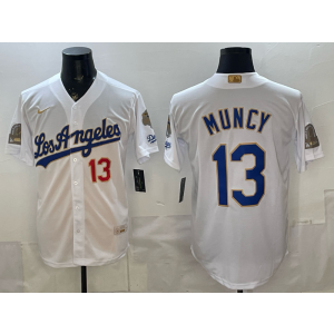 Los Angeles Dodgers 13 Muncy White Gold Champion Cool Base Men Jersey Los Angeles Dodgers 13 Muncy White Gold Champion Cool Base Men Jersey