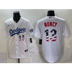 Los Angeles Dodgers 13 Muncy White USA 250 Fourth of July Men Jersey