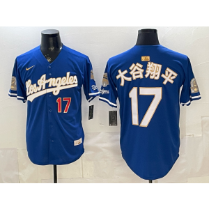 Los Angeles Dodgers 17 大谷翔平 Blue Gold Champion Cool Base Men Jersey Los Angeles Dodgers 17 大谷翔平 Blue Gold Champion Cool Base Men Jersey