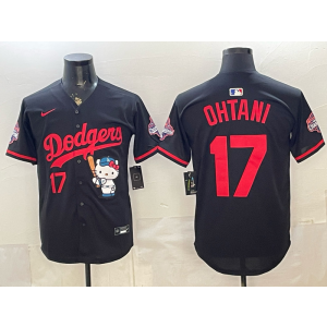 Los Angeles Dodgers 17 Ohtani Black Hello Kitty Cool Base Men Jersey Los Angeles Dodgers 17 Ohtani Black Hello Kitty Cool Base Men Jersey