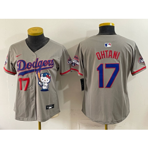 Los Angeles Dodgers 17 Ohtani Grey Hello Kitty Cool Base Youth Jersey Los Angeles Dodgers 17 Ohtani Grey Hello Kitty Cool Base Youth Jersey
