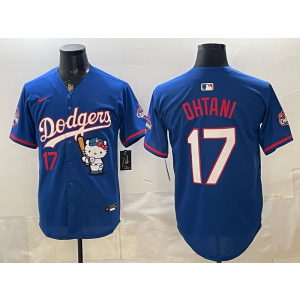 Los Angeles Dodgers 17 Ohtani Hello Kitty Blue Cool Base Men Jersey Los Angeles Dodgers 17 Ohtani Hello Kitty Blue Cool Base Men Jersey