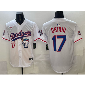 Los Angeles Dodgers 17 Ohtani White Hello Kitty Cool Base Men Jersey Los Angeles Dodgers 17 Ohtani White Hello Kitty Cool Base Men Jersey