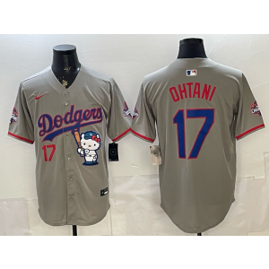 Los Angeles Dodgers 17 Shohei Ohtani Grey Hello Kitty Cool Base Men Jersey Los Angeles Dodgers 17 Shohei Ohtani Grey Hello Kitty Cool Base Men Jersey
