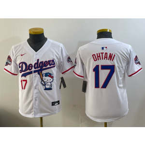 Los Angeles Dodgers 17 Shohei Ohtani White Hello Kitty Cool Base Youth Jersey Los Angeles Dodgers 17 Shohei Ohtani White Hello Kitty Cool Base Youth Jersey