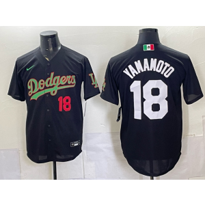 Los Angeles Dodgers 18 Yamamoto Black Mexico Men Jersey