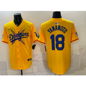 Los Angeles Dodgers 18 Yamamoto New Yellow Men Jersey
