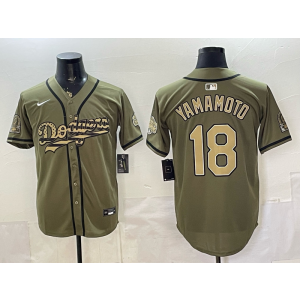 Los Angeles Dodgers 18 Yoshinobu Yamamoto Salute to Service Cool Base Men Jersey Los Angeles Dodgers 18 Yoshinobu Yamamoto Salute to Service Cool Base Men Jersey