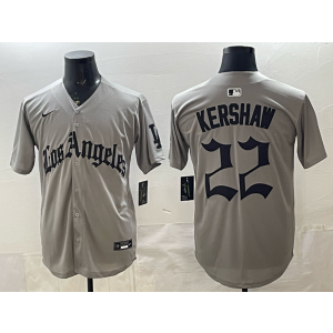 Los Angeles Dodgers 22 Kershaw Grey Cool Base Men Jersey Los Angeles Dodgers 22 Kershaw Grey Cool Base Men Jersey