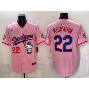 Los Angeles Dodgers 22 Kershaw Pink Hello Kitty Cool Base Men Jersey Los Angeles Dodgers 22 Kershaw Pink Hello Kitty Cool Base Men Jersey