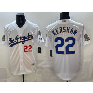 Los Angeles Dodgers 22 Kershaw White Gold Champion Cool Base Men Jersey Los Angeles Dodgers 22 Kershaw White Gold Champion Cool Base Men Jersey
