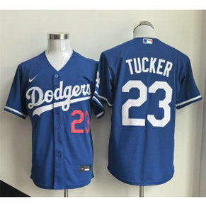 Los Angeles Dodgers 23 Kyle Tucker Blue Cool Base Men Jersey Los Angeles Dodgers 23 Kyle Tucker Blue Cool Base Men Jersey