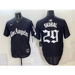 Los Angeles Dodgers 29 Skubal Black Gothic Men Jersey Los Angeles Dodgers 29 Skubal Black Gothic Men Jersey