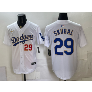 Los Angeles Dodgers 29 Skubal White Gold Men Jersey