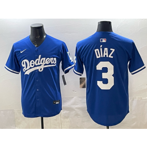 Los Angeles Dodgers 3 Diaz Blue Cool Base Men Jersey Los Angeles Dodgers 3 Diaz Blue Cool Base Men Jersey