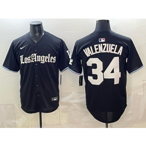 Los Angeles Dodgers 34 Fernando Valenzuela Black Gothic Cool Base Men Jersey Los Angeles Dodgers 34 Fernando Valenzuela Black Gothic Cool Base Men Jersey