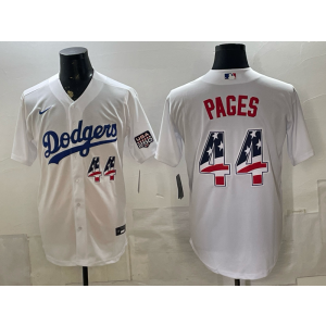 Los Angeles Dodgers 44 Pages White USA 250 Fourth of July Men Jersey