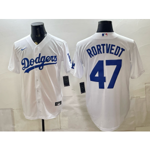 Los Angeles Dodgers 47 Rortvedt White Men Jersey (2)