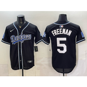 Los Angeles Dodgers 5 Freeman Black Champion Cool Base Men Jersey Los Angeles Dodgers 5 Freeman Black Champion Cool Base Men Jersey