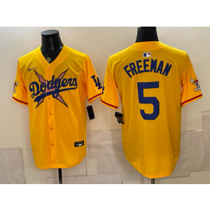Los Angeles Dodgers 5 Freeman New Yellow Men Jersey