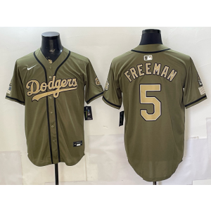 Los Angeles Dodgers 5 Freeman Olive Salute to Service Cool Base Men Jersey Los Angeles Dodgers 5 Freeman Olive Salute to Service Cool Base Men Jersey