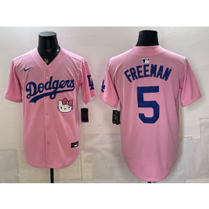 Los Angeles Dodgers 5 Freeman Pink Hello Kitty Cool Base Men Jersey Los Angeles Dodgers 5 Freeman Pink Hello Kitty Cool Base Men Jersey