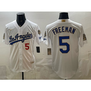 Los Angeles Dodgers 5 Freeman White Gold World Series Champion Cool Base Men Jersey Los Angeles Dodgers 5 Freeman White Gold World Series Champion Cool Base Men Jersey