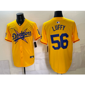 Los Angeles Dodgers 56 Luffy Yellow Men Jersey