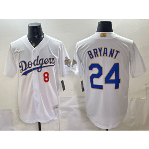 Los Angeles Dodgers 8 24 Bryant White 2026 Gold Champion Cool Base Men Jersey Los Angeles Dodgers 8 24 Bryant White 2026 Gold Champion Cool Base Men Jersey
