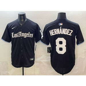 Los Angeles Dodgers 8 Hernandez Black Gothic Cool Base Men Jersey Los Angeles Dodgers 8 Hernandez Black Gothic Cool Base Men Jersey