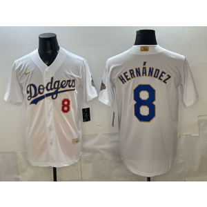 Los Angeles Dodgers 8 Hernandez White 2026 Gold Champion Cool Base Men Jersey Los Angeles Dodgers 8 Hernandez White 2026 Gold Champion Cool Base Men Jersey
