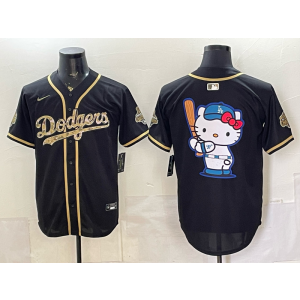 Los Angeles Dodgers Black Gold Hello Kitty Cool Base Men Jersey Los Angeles Dodgers Black Gold Hello Kitty Cool Base Men Jersey