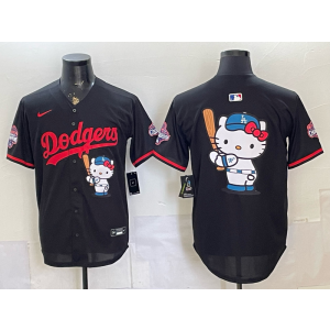 Los Angeles Dodgers Black Hello Kitty Cool Base Men Jersey Los Angeles Dodgers Black Hello Kitty Cool Base Men Jersey