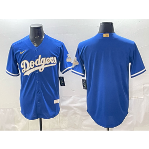 Los Angeles Dodgers Blank Blue 2026 Gold Champion Cool Base Men Jersey Los Angeles Dodgers Blank Blue 2026 Gold Champion Cool Base Men Jersey