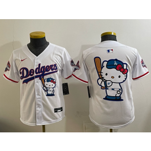 Los Angeles Dodgers Blank Hello Kitty White Cool Base Youth Jersey Los Angeles Dodgers Blank Hello Kitty White Cool Base Youth Jersey