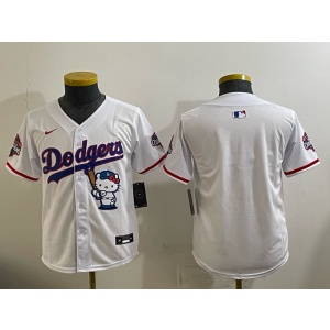 Los Angeles Dodgers Blank White Hello Kitty Cool Base Youth Jersey Los Angeles Dodgers Blank White Hello Kitty Cool Base Youth Jersey